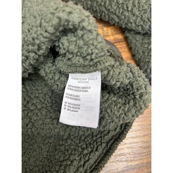 AMERICAN EAGLE Women’s Olive Sherpa Hoodie / Size: Medium - Picture 4 of 8